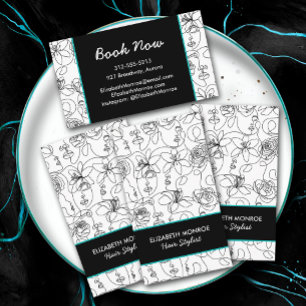 Flowers and Faces Hair Stylist Makeup Business Card