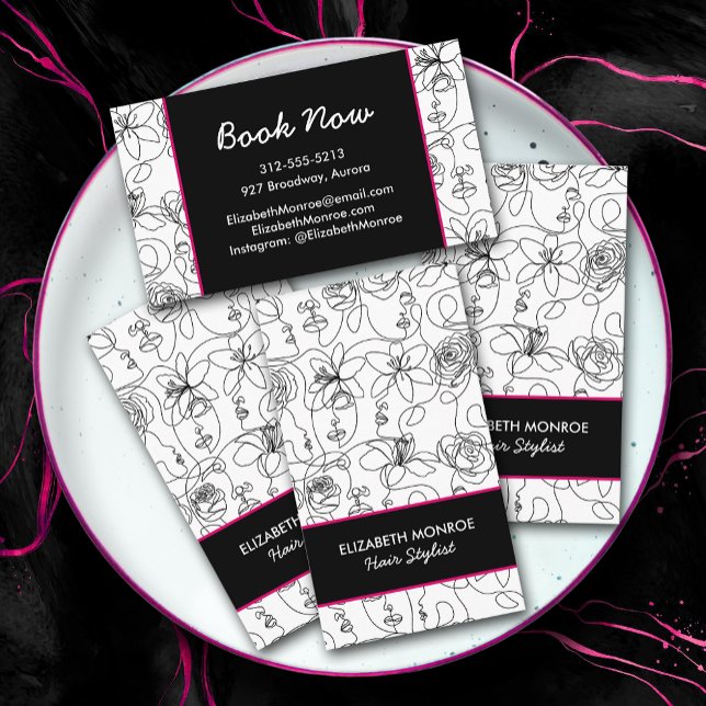Flowers and Faces Hair Stylist Makeup Business Card (Creator Uploaded)