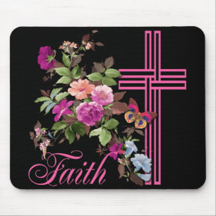 FLOWERS AND FAITH MOUSE MAT