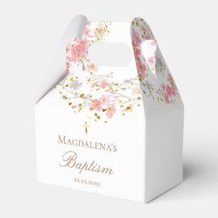 flowers and faux glitter Baptism Favour Box