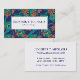 Flowers And Feathers   Monogram Business Card