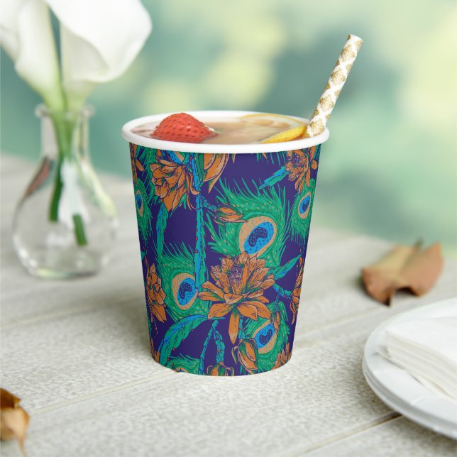 Flowers And Feathers Paper Cups (Insitu)