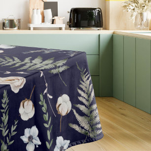 Flowers and Fern Leaves Forest Floral Botanical Tablecloth