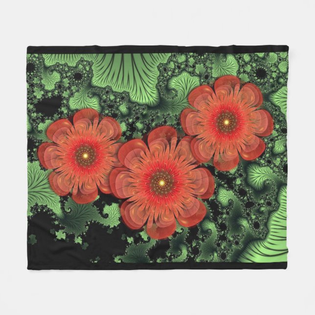 Flowers And Ferns Fleece Blanket (Front (Horizontal))
