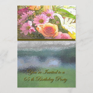 Flowers and Fog 65th Birthday Invitation