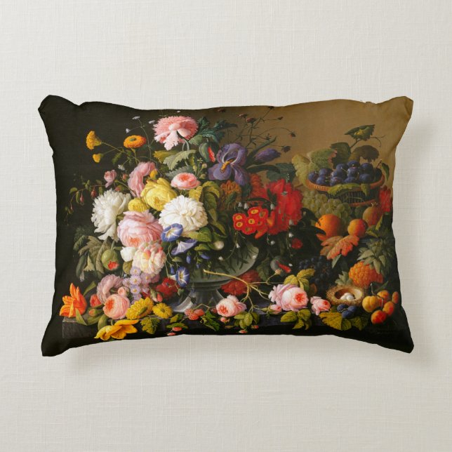 Flowers and Fruit Accent Pillow (Front)