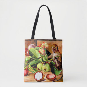 Flowers and fruit of Mangosteen; Singapore Monkey, Tote Bag