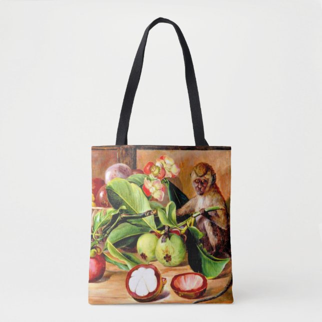 Flowers and fruit of Mangosteen; Singapore Monkey, Tote Bag (Front)