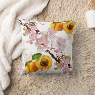 Flowers and fruits of apricot. cushion