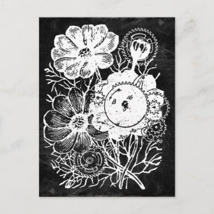 Flowers And Gears White Postcard