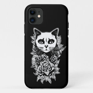 Flowers And Gothic Cat iPhone 11 Case