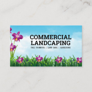 Flowers and Grass Garden Clouds and Sky Business Card