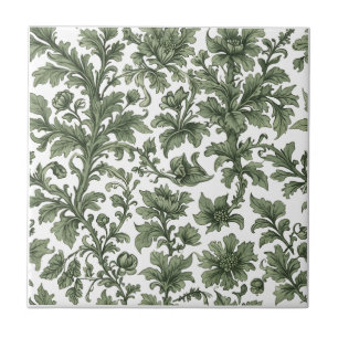flowers and green leaves tile