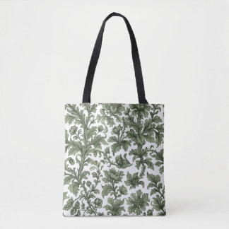 flowers and green leaves tote bag