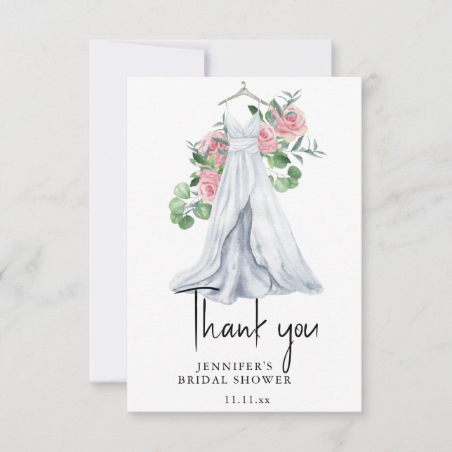 Flowers and greenery - thank you bridal shower  card (Front)