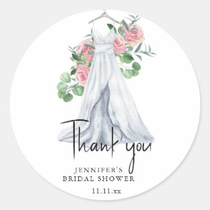 Flowers and greenery - thank you bridal shower  classic round sticker