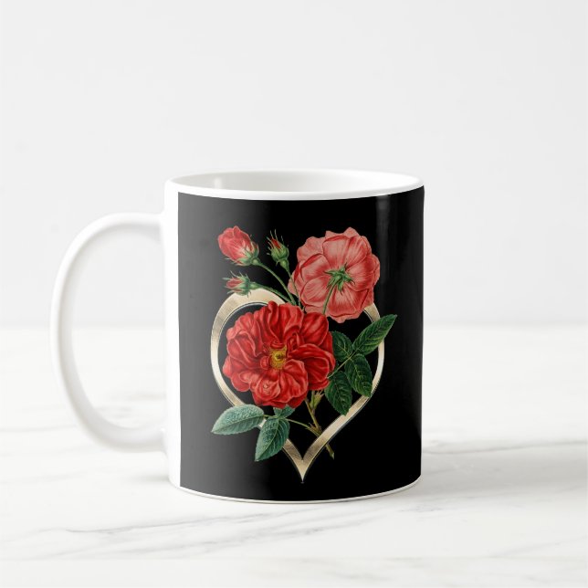 Flowers And Heart Coffee Mug (Left)