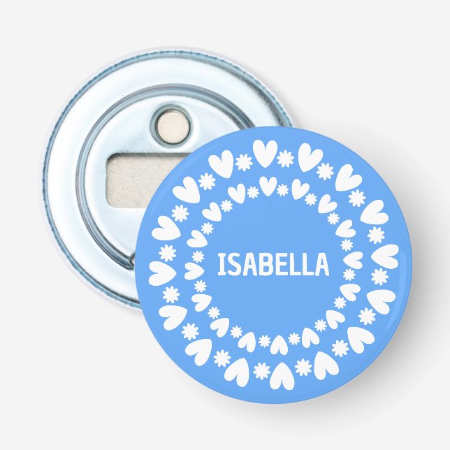Flowers And Hearts Bottle Opener (Front)