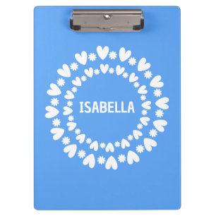 Flowers And Hearts Name Clipboard