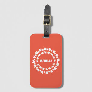 Flowers And Hearts Name Luggage Tag