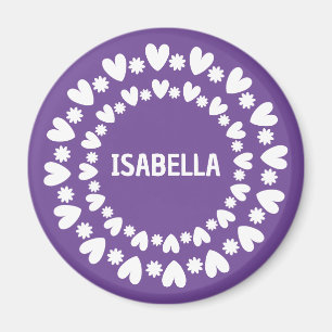 Flowers And Hearts Name Magnet