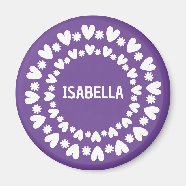 Flowers And Hearts Name Magnet (Front)