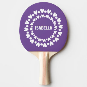 Flowers And Hearts Name Ping Pong Paddle