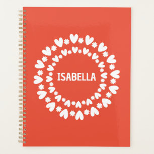 Flowers And Hearts Name Planner
