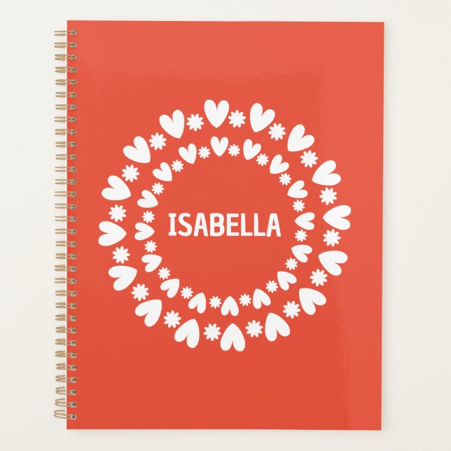 Flowers And Hearts Name Planner (Front)