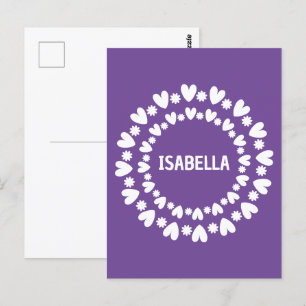 Flowers And Hearts Name Postcard