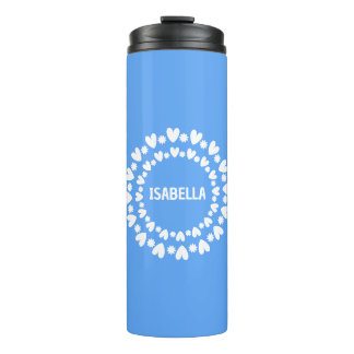 Flowers And Hearts Name Thermal Tumbler