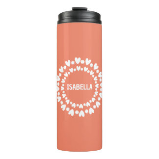 Flowers And Hearts Name Thermal Tumbler