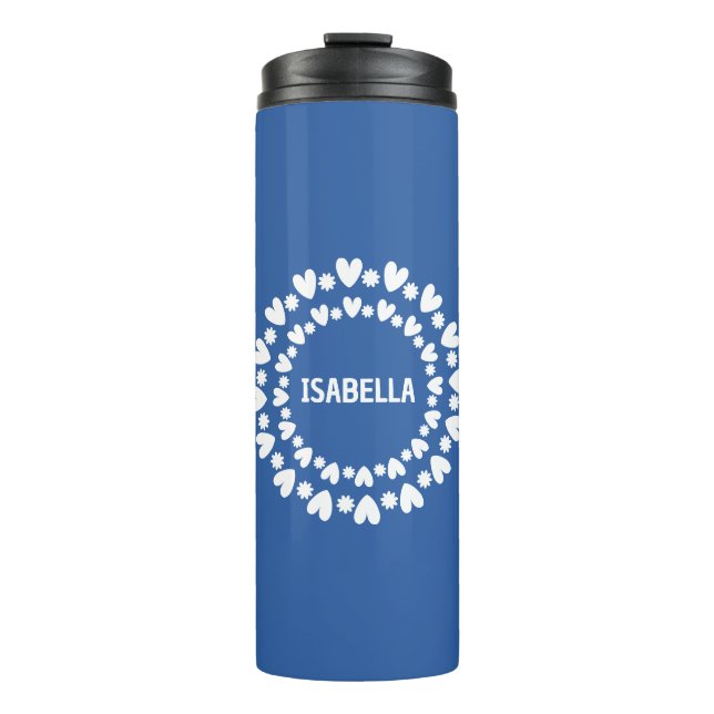 Flowers And Hearts Name Thermal Tumbler (Front)