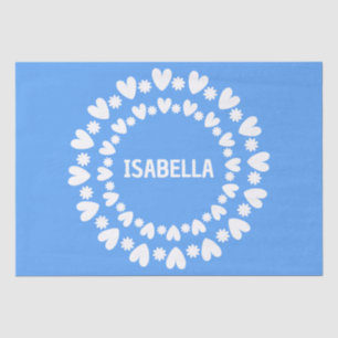 Flowers And Hearts Name Tissue Paper