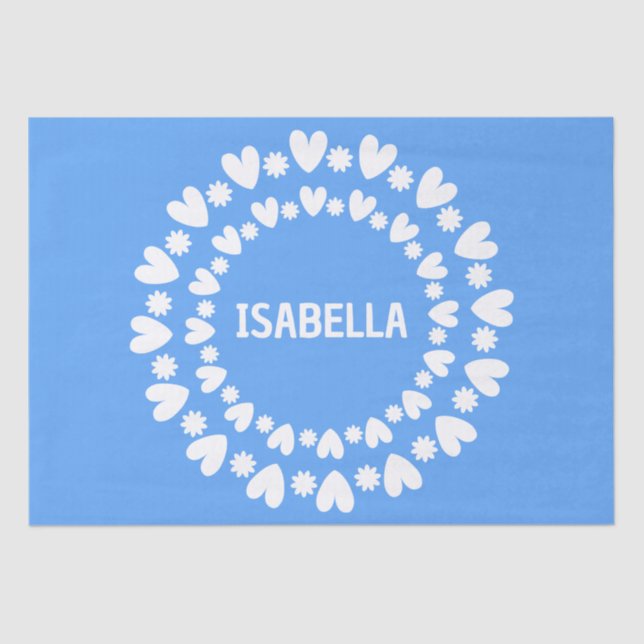 Flowers And Hearts Name Tissue Paper (Front)