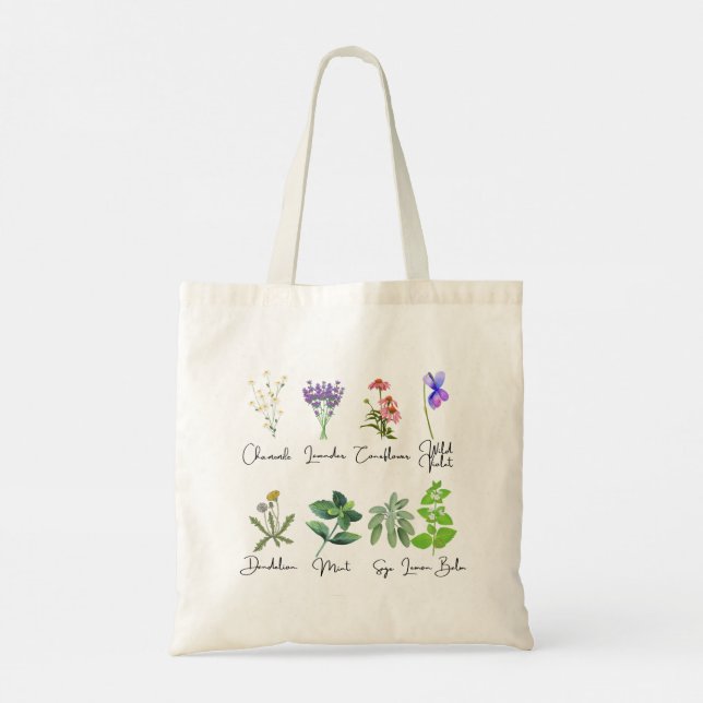 Flowers and Herbs Tote Bag (Back)