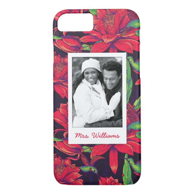 Flowers And Hummingbirds | Add Your Photo & Name Case-Mate iPhone Case (Back)