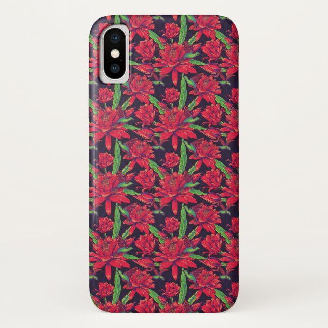 Flowers And Hummingbirds Case-Mate iPhone Case (Back)
