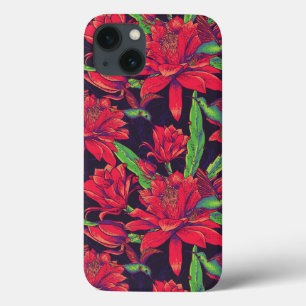 Flowers And Hummingbirds iPhone 13 Case