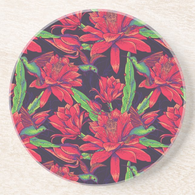 Flowers And Hummingbirds Coaster (Front)