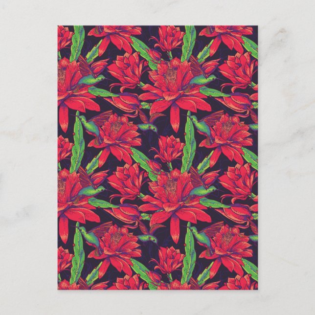 Flowers And Hummingbirds Postcard (Front)