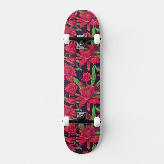Flowers And Hummingbirds Skateboard (Front)