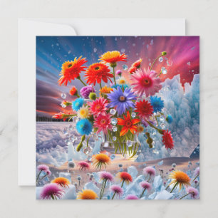 Flowers and Ice Crystals Holiday Card