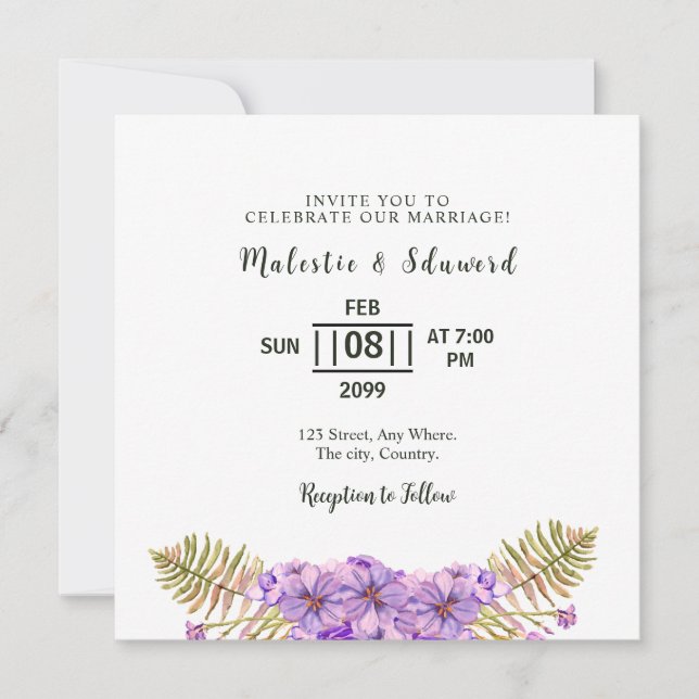 Flowers And Invite Invitation Card Design Templat (Front)