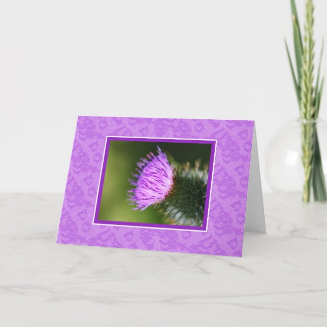 Flowers And Lace Blank Note Card Milk Thistle (Front)
