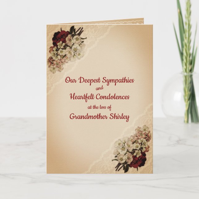 Flowers and Lace Personalised Sympathy Card (Front)