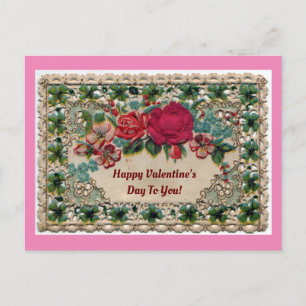 Flowers And Lace Valentine Postcard