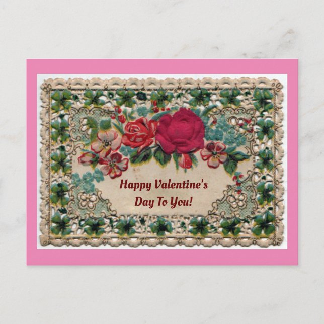 Flowers And Lace Valentine Postcard (Front)