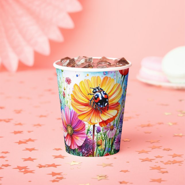 Flowers and Ladybugs Paper Cups (Insitu)