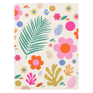 Flowers And Leaves 04 Colourful Floral Tablecloth